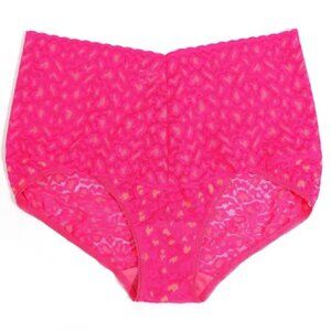 Hanky Panky Cross Dyed Leopard Retro V-kini Vikini Siesta Hot Pink Orange XL NWT